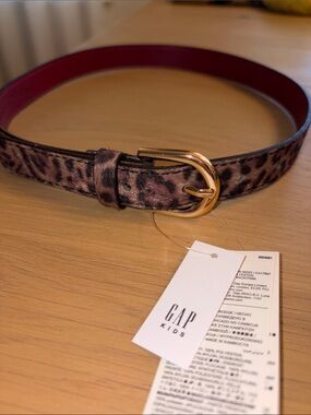 NWT Gap Kids Leopard Print Belt with Gold Buckle